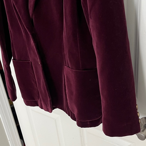 Vintage Velvet Tailored 2 button Blazer in Deep Burgundy XS - Picture 3 of 11